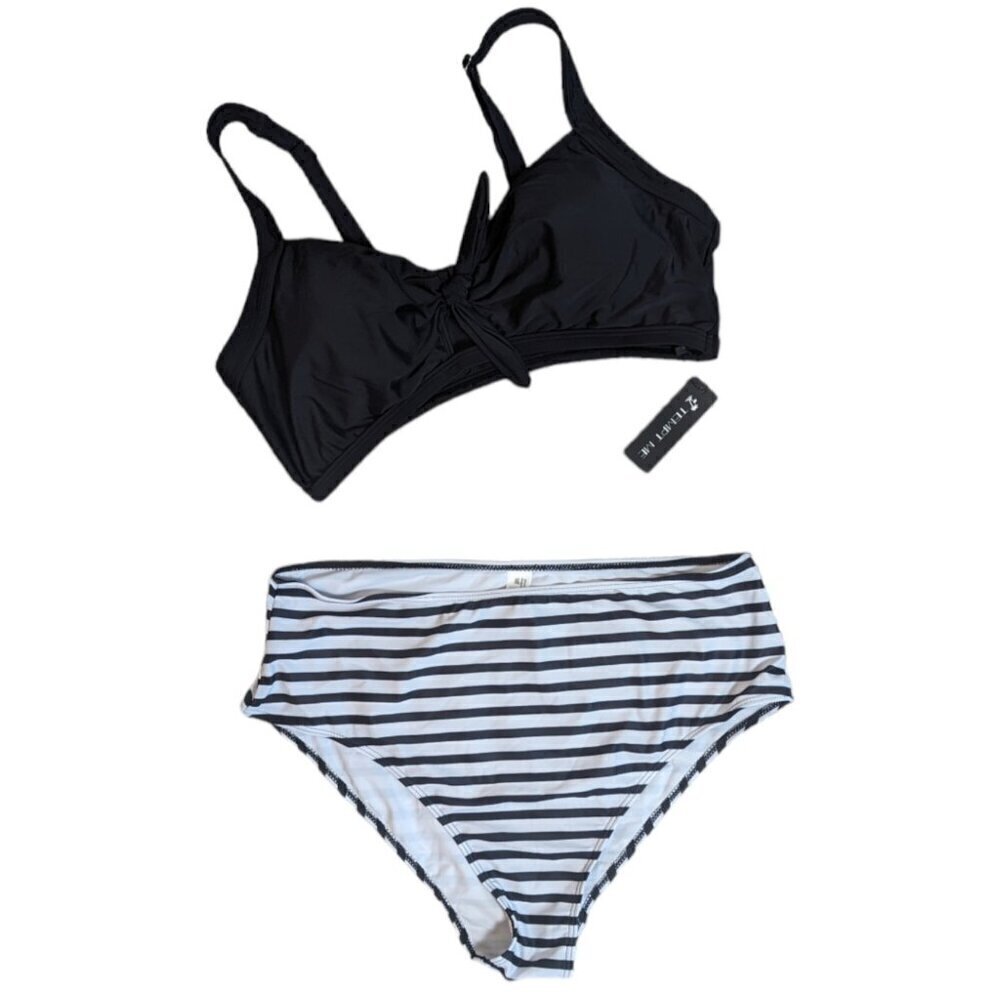 Tempt Me Black White High Waist Bikini Swimsuit